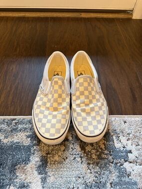 Vans Slip-On Sneakers in White and Light Gray